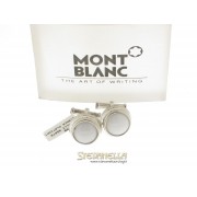 MONTBLANC Gemelli Classic platinati e agata bianca referenza 104498 new